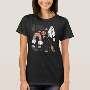Camiseta Dia das Bruxas Arrepia Esqueleto Arco-íris Abóbora