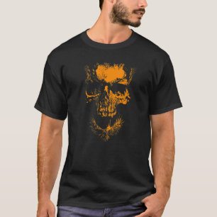 Camiseta Dia das Bruxas Assustador Crânio Sinistro Ilusão Ó