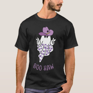 Camiseta Dia das Bruxas Boo Haw Cowboy Cowgirl Fantasma Lin