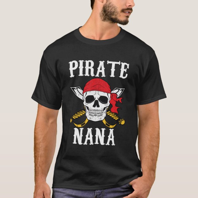 Camiseta Dia das Bruxas da Família Avó Pirata Nana (Frente)