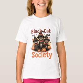 Camiseta Dia das Bruxas da Sociedade Gata Negra
