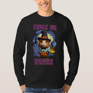 Camiseta Dia das Bruxas de Suíno De Guiné De Truque Ou Roda