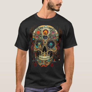 Camiseta Dia das Bruxas do Crânio do Açúcar Boho Morto