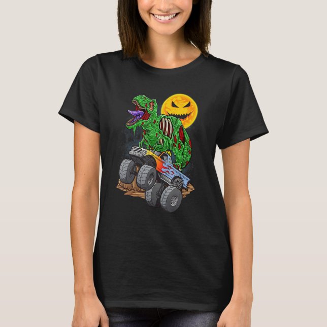 Camiseta Dia das Bruxas do Monstro do Dinossauro do Hallowe (Frente)