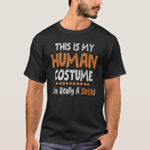 Camiseta Dia das Bruxas Este é o Meu Traje Humano Eu Sou Re