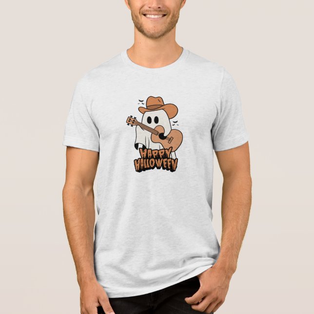 Camiseta Dia das Bruxas | Fantasma tocando violão | Hallowe (Frente)