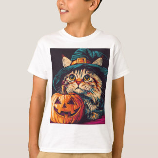 Camiseta Dia das Bruxas Gato de Abóbora presentes de hallow