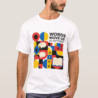 Camiseta Dia das Línguas Bauhaus Palavras Geométricas nos M