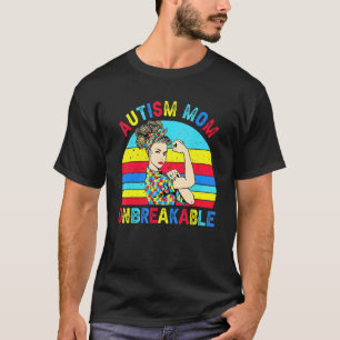 Camiseta Dia das Mães Autismo Puzzle Inquebrantável Dia das