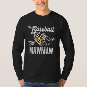 Camiseta Dia das Mães Beisebol Mawmaw Leopardo Mulheres