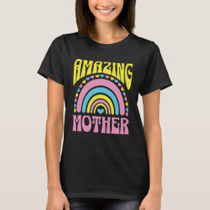 Camiseta Dia das Mães Corações de Arco-íris Fofo Mãe Incrív
