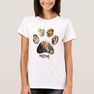 Camiseta Dia das Mães Dog mom 5 Colagem de Fotos de Pegad