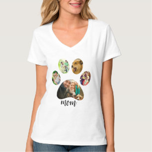 Camiseta Dia das Mães Dog mom   5 Colagem de Fotos de Pegad