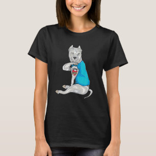 Camiseta Dia das Mães Engraçado Tatuado Cachorro Pitbull Eu