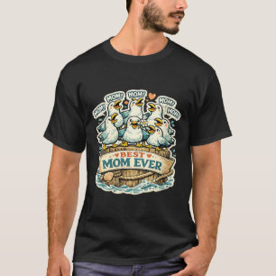 Camiseta Dia das Mães Mãe Grita Gaivota Funny Oceano