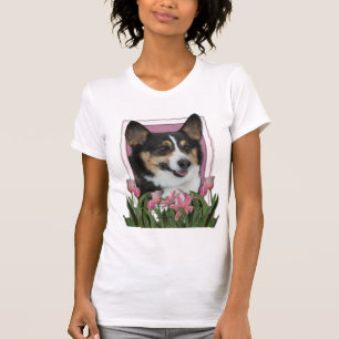 Camiseta Dia das mães - tulipas cor-de-rosa - Corgi