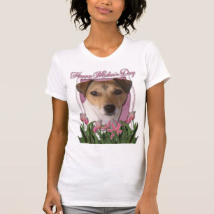 Camiseta Dia das mães - tulipas cor-de-rosa - Jack Russell