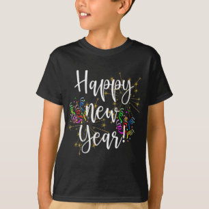 Camiseta Dia das Mulheres Divertido Feliz Ano Novo Festa de