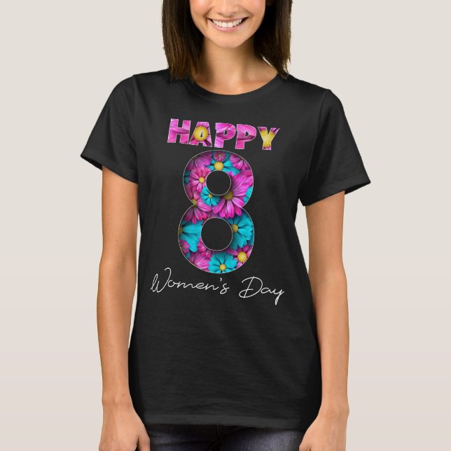 Camiseta Dia das Mulheres Felizes da Flor 8 de março de 202 (Frente)