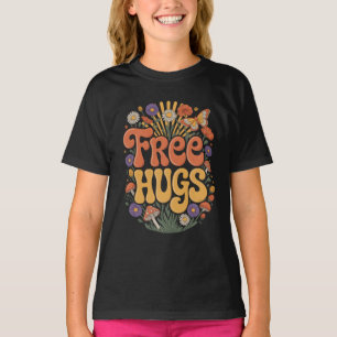Camiseta Dia de Abraços Abraçando Flor do Dia Hippie Mulher