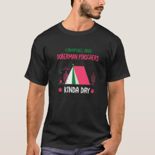 Camiseta Dia de Acampamento da Moda e Doberman Pinschers