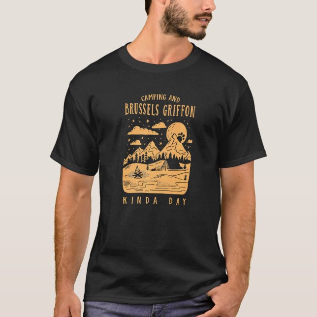 Camiseta Dia de Acampamento e de Brussels Griffon Bruss Gri (Frente)
