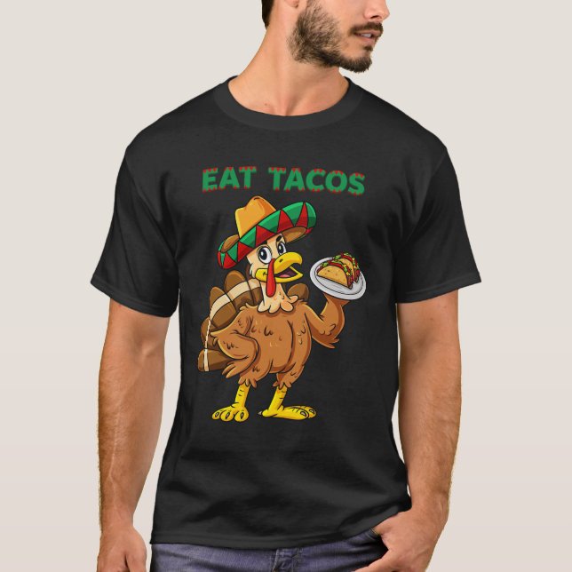 Camiseta Dia de Ação de Graças A Turquia Comeu Tacos Mexica (Frente)