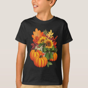 Camiseta Dia de Ação de Graças Abóbora Girassol Outono Feri