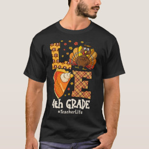 Camiseta Dia de Ação de Graças Amor 4ª Série Professor Peru