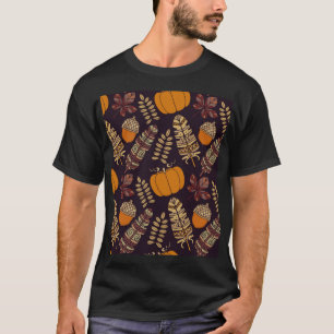 Camiseta Dia de Ação de Graças Colorido, padrão de outono.
