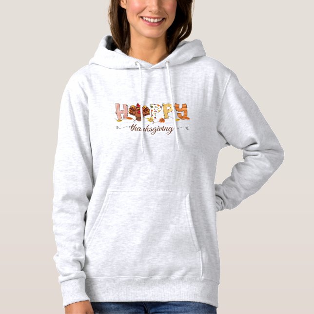 Camiseta Dia de Ação de Graças com peru com padrão fofo (Frente)