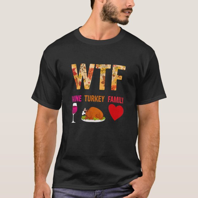 Camiseta Dia de Ação de Graças da Família Vinho Turco (Frente)