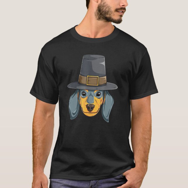 Camiseta Dia de Ação de Graças de Dachshund (Frente)