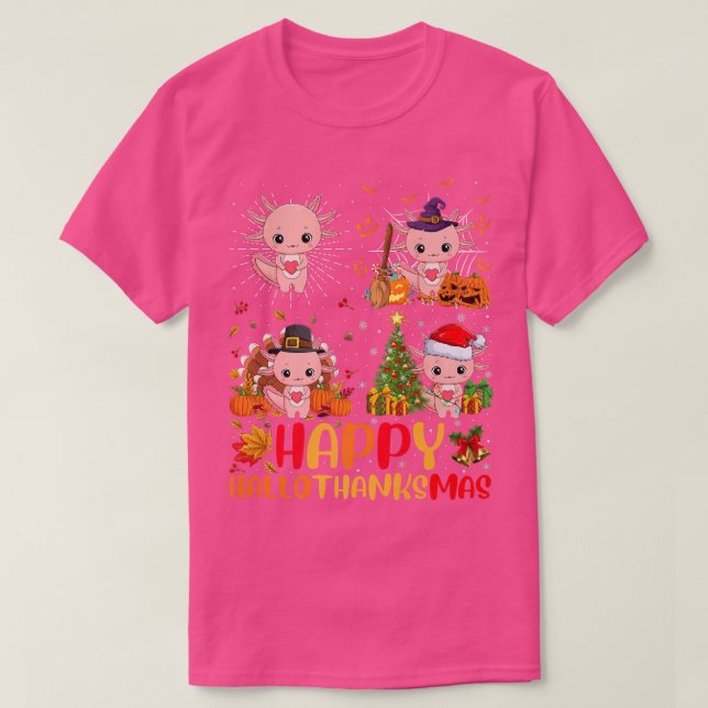 Camiseta Dia de Ação de Graças de Halloween Aolotl HalloGra (Frente do Design)