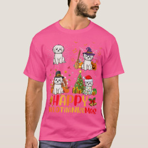 Camiseta Dia de Ação de Graças de Halloween Cachorro Maltês