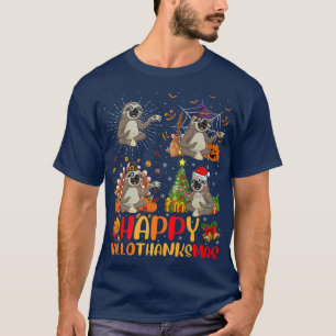 Camiseta Dia de Ação de Graças de Halloween Sloth HalloObri