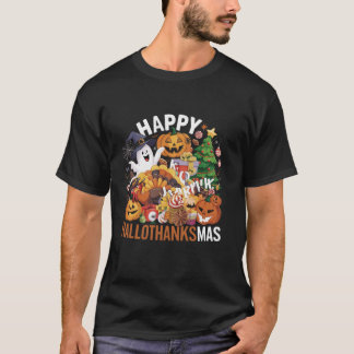 Camiseta Dia de Ação de Graças de Halloween, Turquia Feliz 