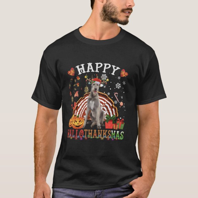 Camiseta Dia de Ação de Graças de Halloween Wolfhound X (Frente)