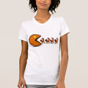 Camiseta Dia de Ação de Graças Divertido Comer Torta de Per
