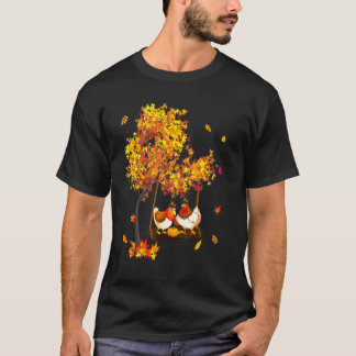 Camiseta Dia de Ação de Graças Dois Frangos Usando Chapéu C