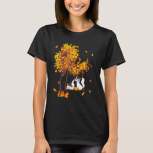 Camiseta Dia de Ação de Graças Dois Gatos Usando Chapéu Que