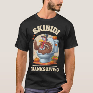 Camiseta Dia de Ação de Graças Engraçado Meme Skibidi Toile