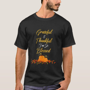 Camiseta Dia de Ação de Graças Grata Abençoada Mulheres Ens