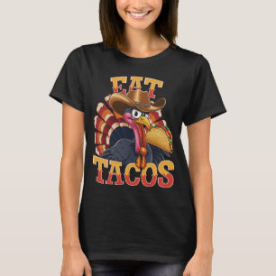 Camiseta Dia de Ação de Graças Peru Comer Tacos  Mexicano D