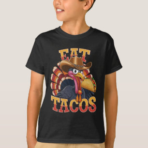 Camiseta Dia de Ação de Graças Peru Comer Tacos Mexicano D