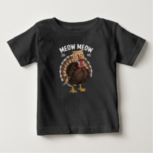 Camiseta Dia de Ação de Graças Peru Engraçado Gato Miado Ou