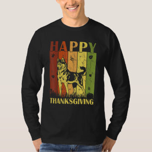 Camiseta Dia de Ação de Graças Retro Alaskan Malamute Cacho