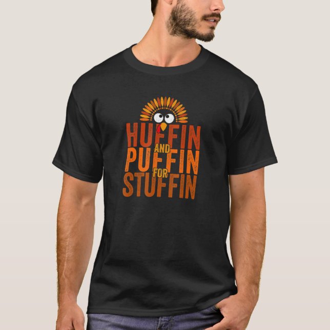Camiseta Dia de Ação de Graças Trot Turquia - Huffin e Puff (Frente)