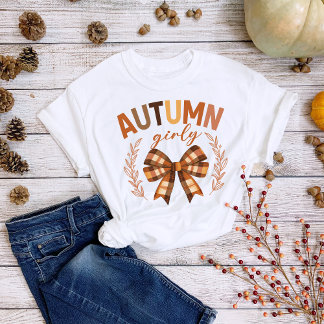 Camiseta Dia de Ação de Graças Xadrez de Outono Arco Menina