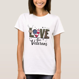 Camiseta Dia de Amar Nossos Veteranos Orgulhoso Dia do Vete